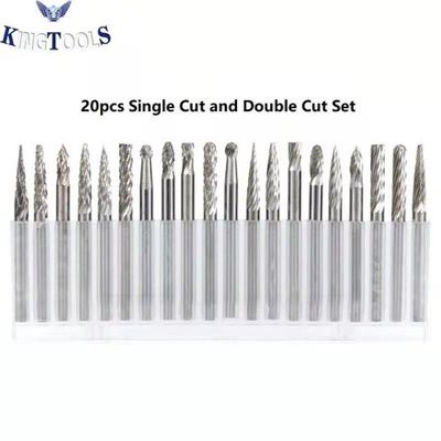 20PC Double Cut Carbide Burr Set 0.118 &quot;(3mm) Shank، Rotary Tool Bits Cutting Burrs